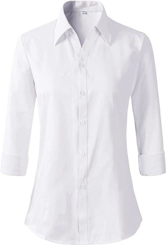 Photo 1 of Beninos Women's Long Sleeve V Neck Office Formal Button Down Shirt M