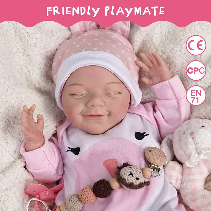 Photo 1 of BABESIDE Lifelike Reborn Baby Dolls - 20-Inch Sweet Smile Realistic-Newborn Baby Dolls Full Body Vinyl Sleeping Baby Girl Real Life Baby Dolls with Toy Accessories Gift Set for Kids Age 3+

