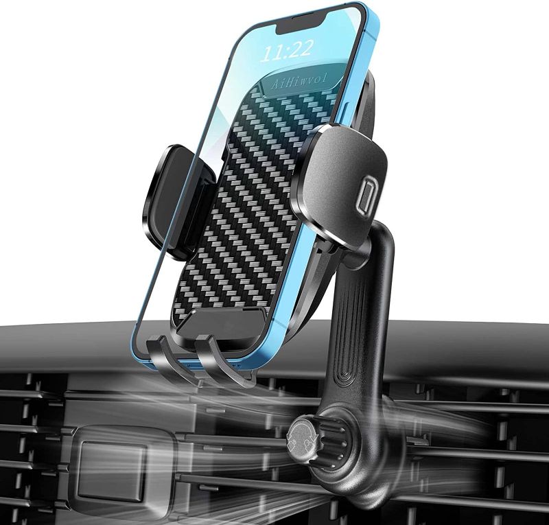 Photo 1 of AiHiwvol Phone Holder for Car [Longer Steel Hook] Air Vent Car Phone Mount Universal Extension Arm Cell Phone Holder Car Vent Hands Free Clamp [Thick Case Friendly] Compatible with All Smartphones
