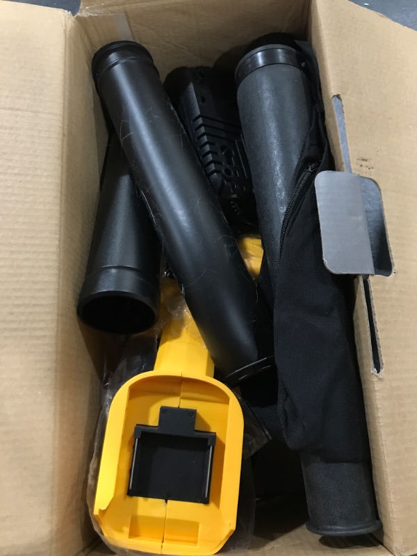 Photo 2 of Alloyman Leaf Blower, 20V Cordless Leaf Blower, with 4.0Ah Battery & Charger, 2-in-1 Electric Leaf Blower & Vacuum for Yard Cleaning/Snow Blowing. Yellow1