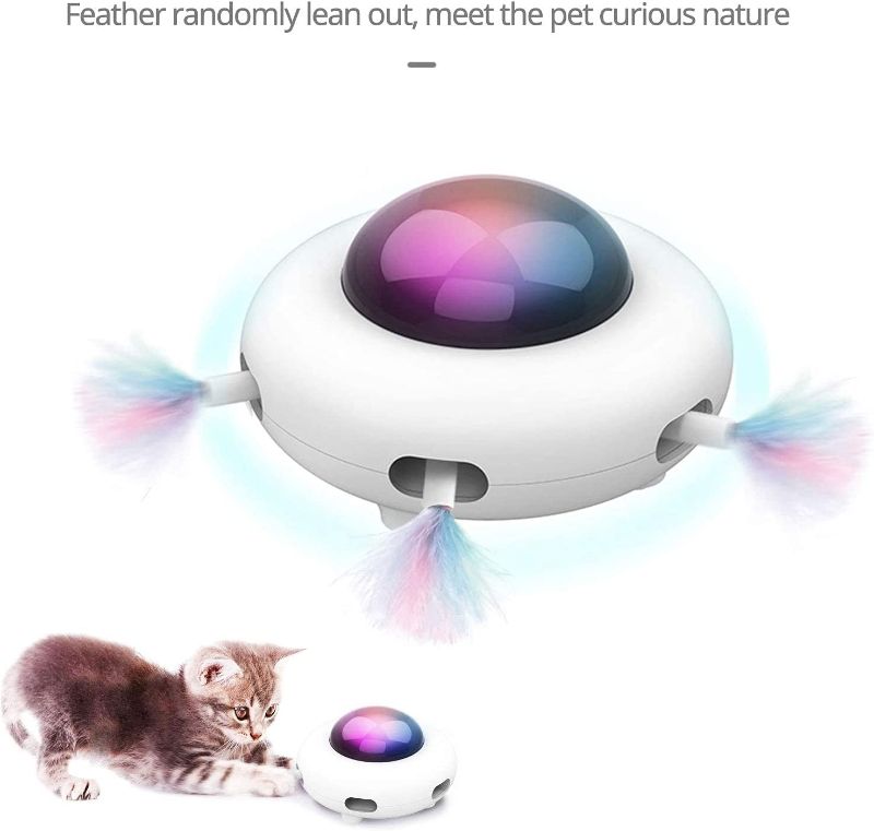 Photo 1 of Aspiring UFO Interactive Cat Toy, Automatic Cat Feather Mice Toys, Smart Peekaboo Teaser, USB Rechargeable, Automatic Teasing and Spinning, Electronic Feather Toys for Indoor Cats
