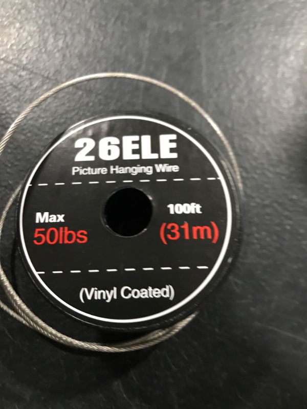 Photo 1 of 26ELE Picture Hanging Wire 50lb, Heavy Duty Stainless Steel Wire Rope for Hanging Picture Frame Mirror and Wall Art, Strong Metal Wire 100Feet with 20PCS Aluminum Crimping Sleeves
