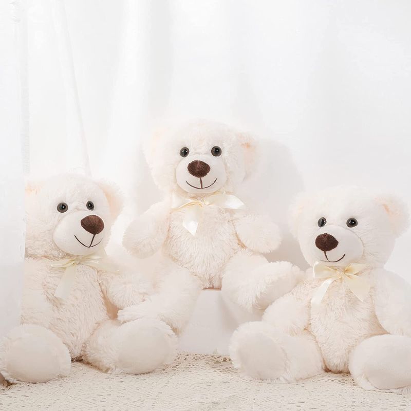 Photo 1 of Fluffuns Teddy Bear Stuffed Animal - Teddy Bears Stuffed Animals 9 Inch Stuffed Bear - 3-Pack (White)