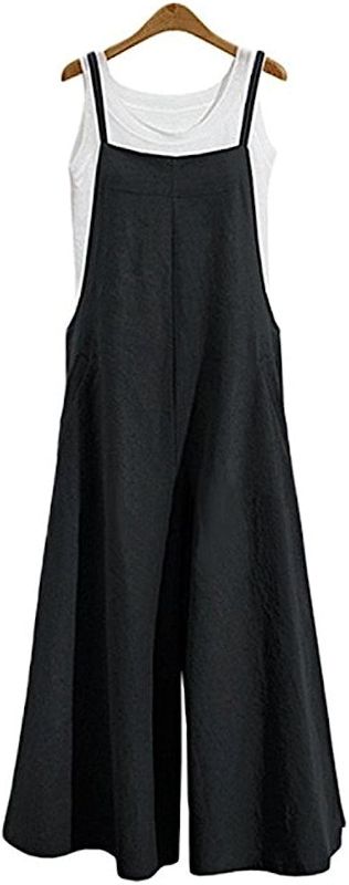 Photo 1 of Aedvoouer Women's Baggy Plus Size Overalls Cotton Linen Jumpsuits Wide Leg Harem Pants Casual Rompers XL
