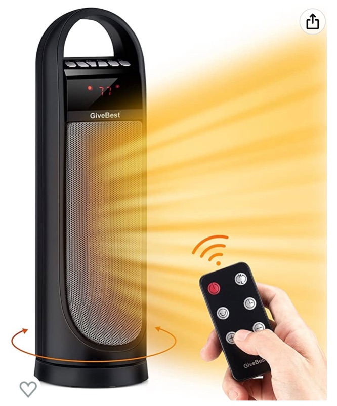 Photo 1 of Tower Space Heater Indoor Use, 22" Electric Room Heater, Oscillating Floor Heater with Thermostat, Remote, Timer, Tip-Over Protection, Portable Quite Heater for Large Room Bedroom Office, 1500W