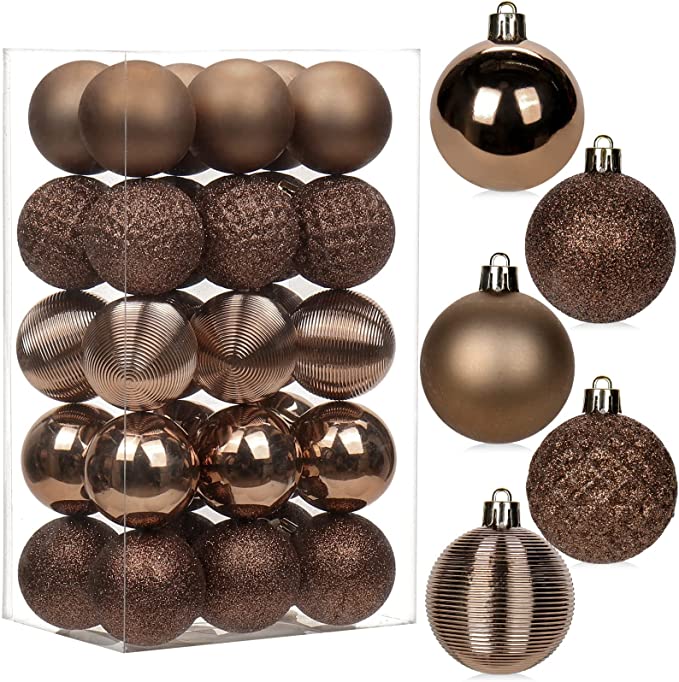 Photo 1 of 30PCS 2" Christmas Ball Ornaments Shatterproof Brown Christmas Tree Decorations Xmas Tree Balls Halloween Ornaments Décor
