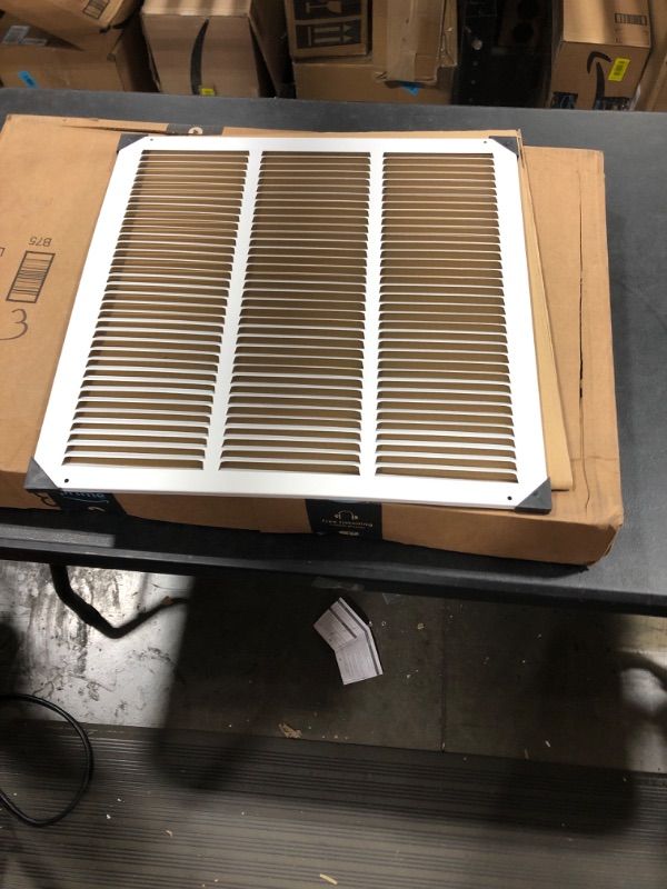 Photo 2 of 18"w X 18"h Steel Return Air Grilles - Sidewall and Cieling - HVAC Duct Cover - White [Outer Dimensions: 19.75"w X 19.75"h] 18 x 18 White