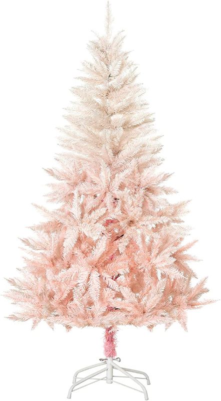 Photo 1 of  7ft Unlit Spruce Artificial Christmas Tree with Realistic Branches and (pink)