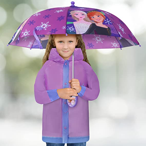 Photo 1 of Disney Kids Umbrella and Slicker, Frozen Elsa and Anna Toddler and Little Girl Rain Wear Set, for Ages 4-7
