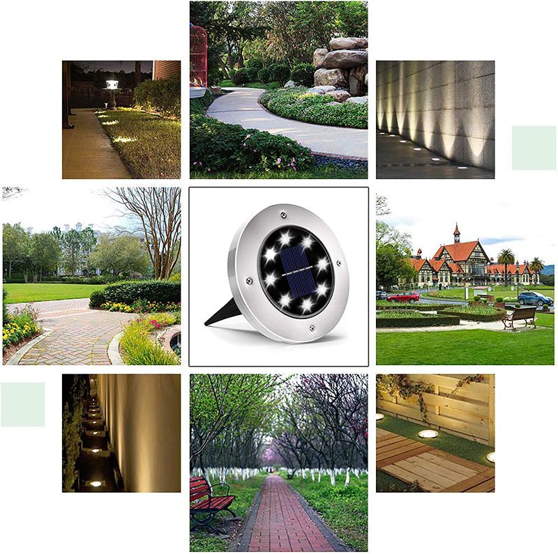 Photo 1 of  Solar Outdoor Lights Waterproof,12 Packs  Solar Garden Lights,Solar Ground Lights Landscape Lighting for Patio Pathway Lawn Yard Deck Driveway Walkway White