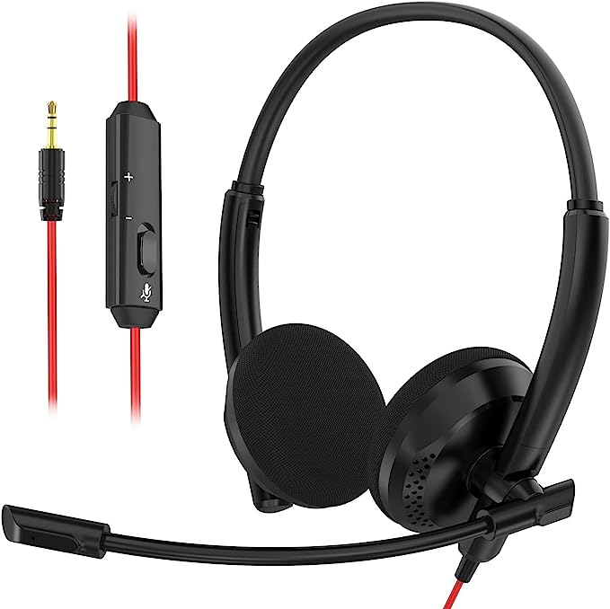 Photo 1 of NUBWO HW03 Noise Cancelling 3.5mm Wired Computer Headset with Microphone for PC, Laptop, Office, Business, Call Center, Ear Flexible, Volume Control