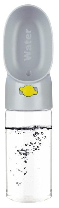 Photo 1 of Adorrie Dog Water Bottle with Food Dispenser for Walking Traveling Outdoor Water Bottle for Dogs Pets(Grey)