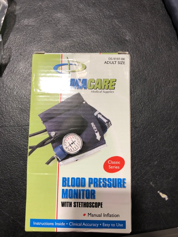 Photo 2 of PRIMACARE Medical Supplies DS-9197-BK Professional Classic Series Manual Adult Size Blood Pressure Kit, Emergency Bp kit, Black & Ever Ready First Aid Dual Head Stethoscope - Black