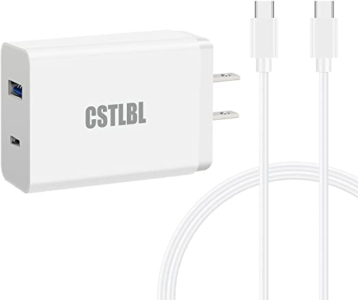 Photo 1 of CSTLBL Wall Charger with USB and C Ports 30W Fast Charge for iPhone iPad and Tablet 2 in 1 Smart Adapter Plug with 1M C to C Cable White 