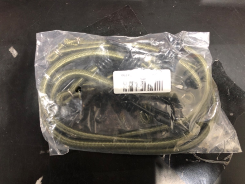 Photo 2 of Yuxh Bungee Cords Heavy Duty Outdoor 2ft Bungee Straps with Hooks Olive Green Bunji Cord 24inch4Pcs