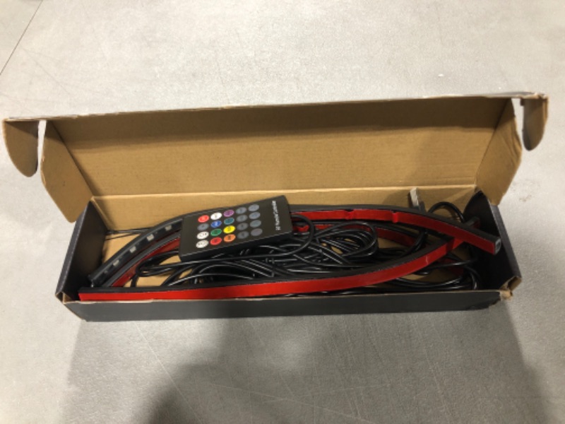 Photo 1 of AXELECT Car LED Strip Lights, 72 LED Neon Accent Interior Lights Neon Light Kits Multicolor Music Car Interior Lights Under Dash Lighting Kit with Sound Active Function and Remote Control, DC 12V