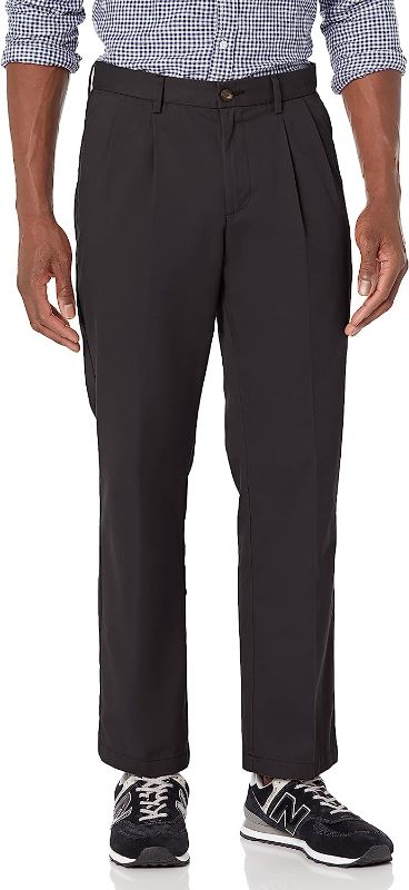 Photo 1 of Amazon Essentials Men's Classic-Fit Wrinkle-Resistant Pleated Chino Pant 40Wx30L 