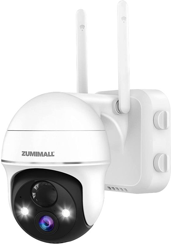 Photo 1 of 2K Security Camera Outdoor Wireless WiFi with 360° PTZ, ZUMIMALL Battery Powered Wireless Cameras for Home Surveillance, Spotlight & Siren/PIR Detection/3MP Color Night Vision/2-Way Talk/IP66/Cloud/SD
