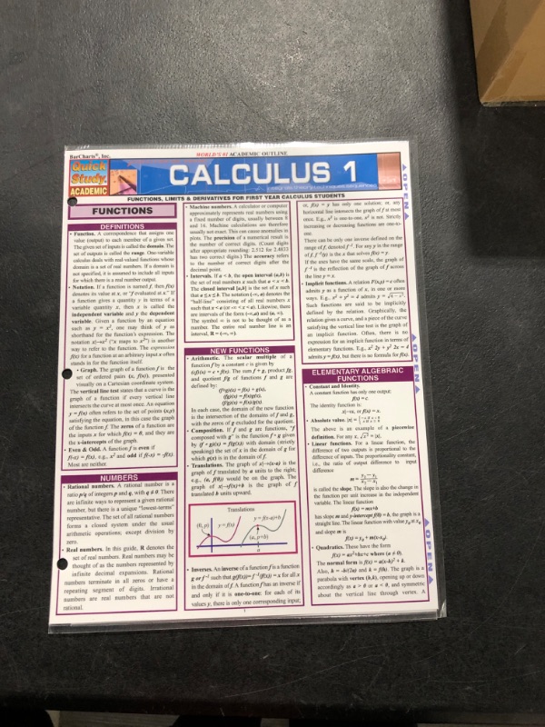 Photo 2 of Calculus 1 Study Chart