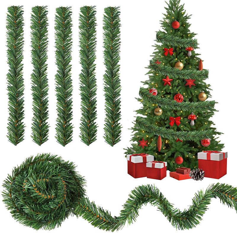 Photo 1 of 25 Pcs Christmas Artificial Pine Needles Garland 1.6'' x 47 ft 