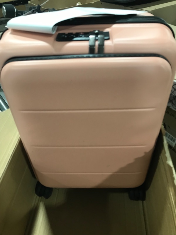 Photo 3 of COOLIFE Luggage Suitcase Piece Set Carry On ABS+PC Spinner Trolley with pocket Compartmnet Weekend Bag (Sakura pink