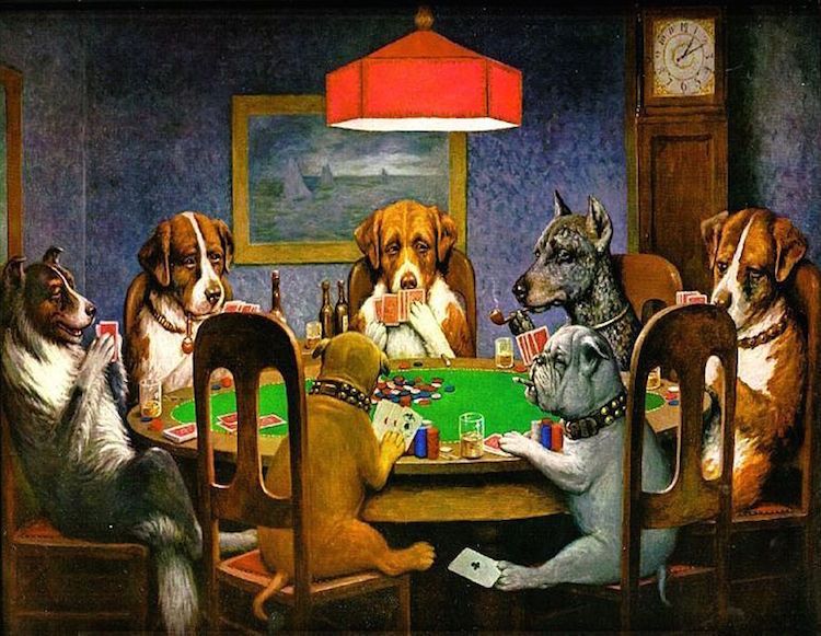 Photo 1 of 33*27IN DOG POKER GAME FRAMED PRINTED PAINTING 