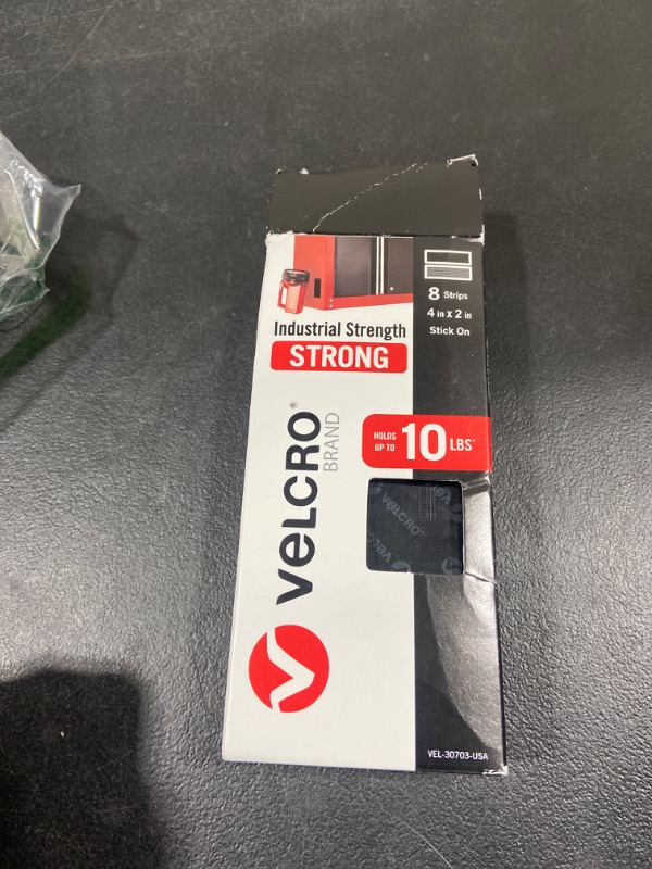 Photo 2 of VELCRO Brand Heavy Duty Fasteners | 4x2 Inch Strips with Adhesive 8 Sets | Holds 10 lbs | Black Industrial Strength Stick On Tape | Indoor or Outdoor Use (VEL-30703-USA) Black 4in x 2in Tape