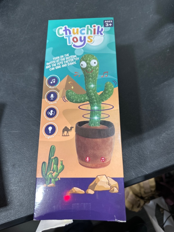 Photo 2 of Chuchik Dancing Talking Cactus Toy for Babies – 60 Songs the Singing Cactus Toy with 3 Changeable Outfits – Plush Wiggle Dancing Talking Repeating Mimicking Cactus Toy with Glowing LED Lights (1 Pack)