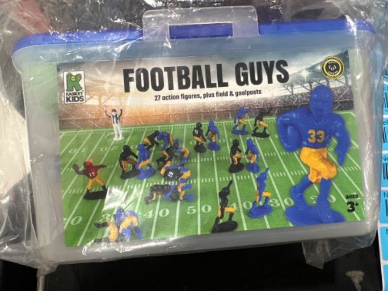 Photo 2 of Kaskey Kids Football Guys – Blue & Yellow / Black & Gold Inspires Kids Imaginations with Endless Hours of Creative, Open-Ended Play – Includes 2 Teams & Accessories – 28 Pieces in Every Set!
