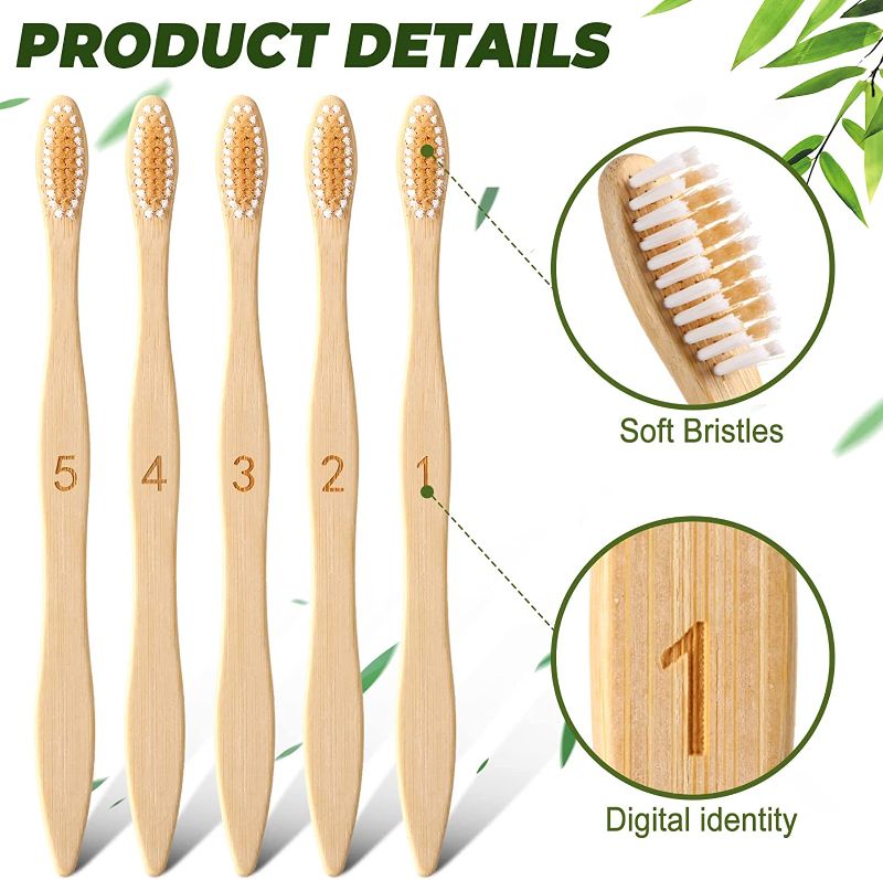 Photo 1 of 10 Pieces Bamboo Toothbrushes BPA Free Soft Bristles Toothbrush Bulk Wooden Bamboo Tooth Brushes Manual Toothbrushes for Travel Family Use