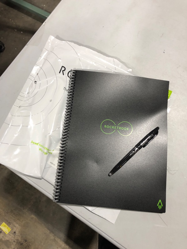 Photo 2 of Rocketbook Smart Reusable - Dot-Grid Eco-Friendly Notebook with 1 Pilot Frixion Pen & 1 Microfiber Cloth Included - Infinity Black Cover, Letter Size (8.5" x 11") (EVR-L-K-A) Inifinity Black Letter