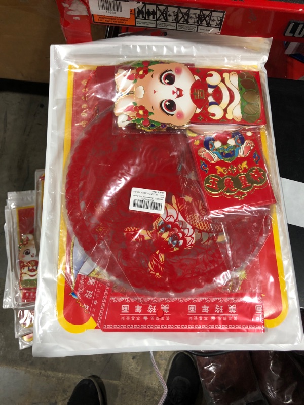 Photo 2 of APODESS 47 Pcs Chinese New Year Decoration 2023 Spring Festival Decor Set with Spring Couplets,Red Envelopes,Fu Sticker,Window Stickers,Hanging Ornament for Chinese Lunar Year of Rabbit