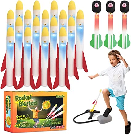 Photo 1 of 
Roll over image to zoom in
High Bounce Toy Rocket Launcher for Kids-Shoots up to 100 Feet High- Foam Rocket Launcher with Launcher Stand, Foot Launch Pad, Rocket Toy with Refills Outdoor Toddler Toys for Backyard, Air Rockets