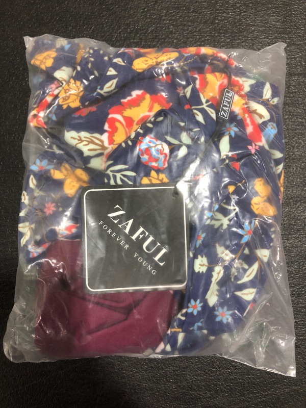 Photo 2 of ZAFUL Women's High Waisted Bikini Scoop Neck Swimsuit Two Pieces Bathing Suit Plant Print-plum Pie XX-Large. 