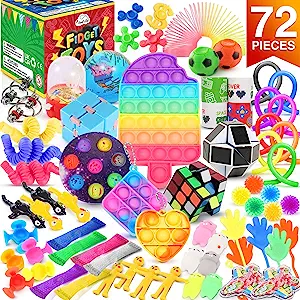 Photo 1 of Fidget Toy Pack . Sensory Toys Set with Infinity Cube, Stress Balls, and Pop Tubes and More for Stress Relief and Anti-Anxiety of Kids, Party Favor, Classroom Prize, and Easter Basket Stuffers
