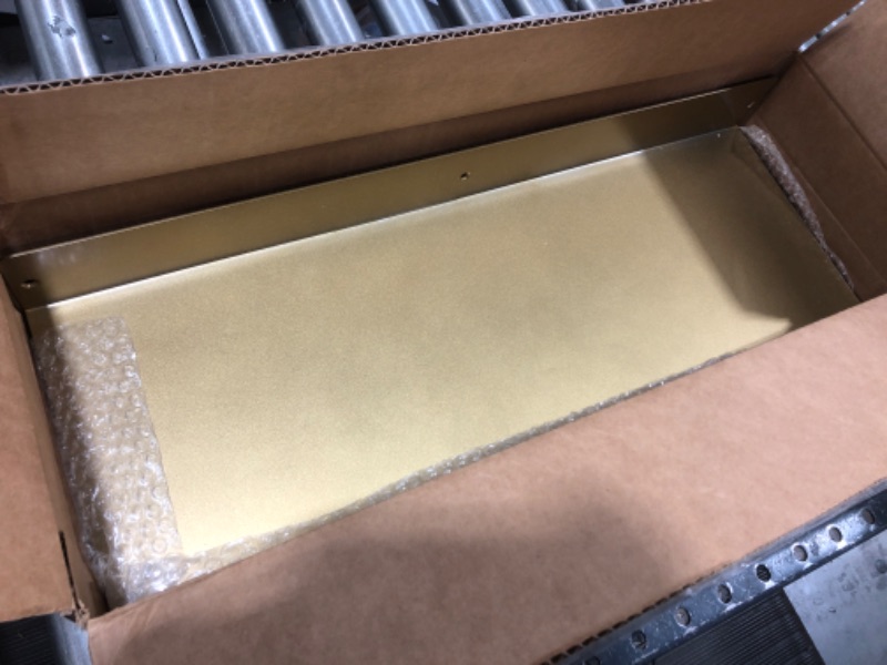 Photo 1 of DIY CARTEL Made in USA 24 Inch Linear Floating Shelf - Raw Steel - Industrial Heavy Duty Metal Wall Mounted Modern Farmhouse Rustic Designed Shelf Ledge (24-in X 8-in Powder Coated Gold)