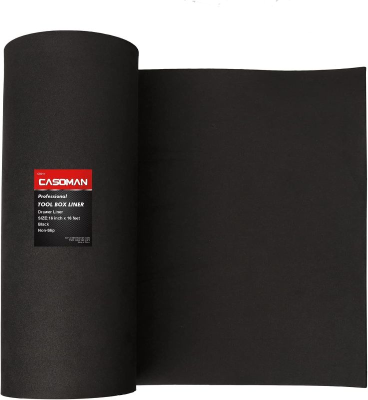 Photo 1 of  CASOMAN Professional Tool Box Liner and Drawer Liner - 16 inch(Wide) x 16 feet (Long), Non-Slip, Black 