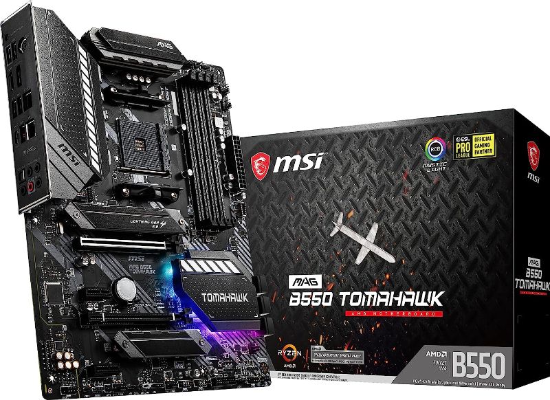 Photo 1 of MSI MAG B550 TOMAHAWK Gaming Motherboard (AMD AM4, DDR4, PCIe 4.0, SATA 6Gb/s, M.2, USB 3.2 Gen 2, HDMI/DP, ATX, AMD Ryzen 5000 Series processors)
