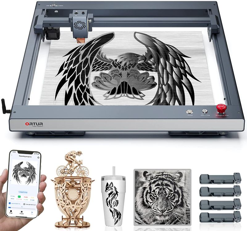 Photo 1 of ORTUR Laser Master 3 with Foldable Feet 10W Output Power Laser Engraver, 0.05 * 0.1mm Compressed Spot Laser Cutter add App Control High Power Laser Engraver for Wood and Metal (with Air Assist Nozzle) https://a.co/d/5lJUNfN