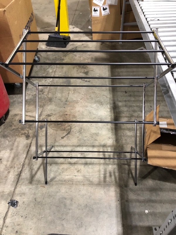 Photo 1 of Amazon Basics Foldable Laundry Rack for Air Drying Clothing - 41.8" x 29.5" x 14.5", Chrome
