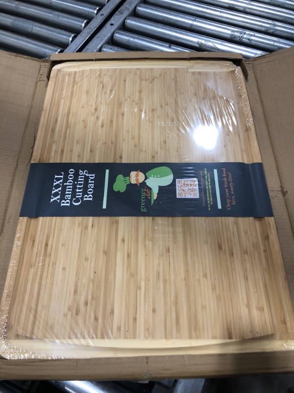 Photo 2 of 30 x 20 Bamboo Extra Large Cutting Board - Wooden Stove Top Cover Noodle Board - Meat Cutting Board for BBQ - Turkey Carving Board - Extra Large Charcuterie Board - Over the Sink Cutting Board 3XL - 30 x 20 Inches Two-Tone