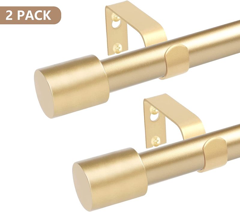 Photo 2 of 2 Pack Gold Curtain Rods for Windows 48 to 84 Inch(4-7ft),1 Inch Diameter 