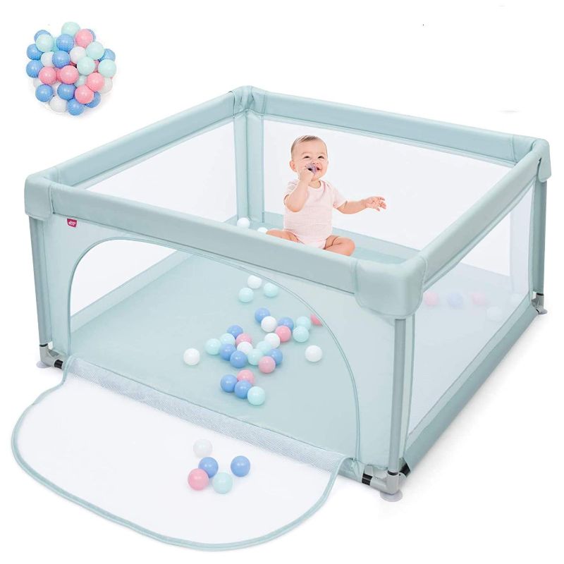 Photo 1 of Extra Large Playard for Babies w/ 50 Ocean Balls, Infant Safety Gates with & Anti-Slip Suckers