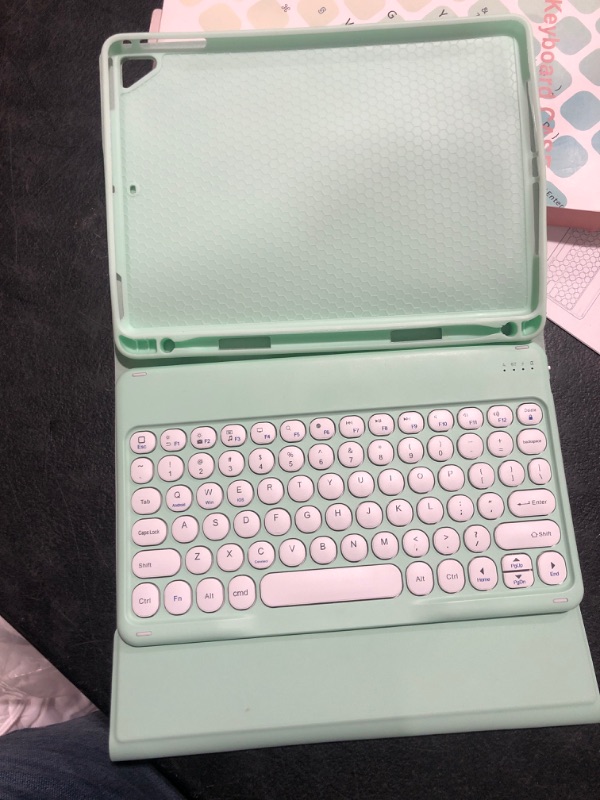 Photo 2 of HENGHUI iPad 6 iPad 5 Air 2 Pro 9.7 inch Keyboard Case Cute Round Key Color Keyboard Wireless Detachable BT Keyboard Cover with Pencil Holder for iPad 6th 5th Generation (iPad9.7-inch,MintGreen) iPad5/iPad6/Air/Air2/Pro9.7 MintGreen