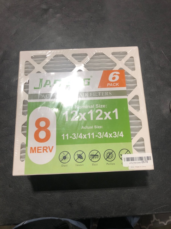 Photo 1 of 12x12x1 AC Furnace Air Filters, MERV 8 Dust Defense, JASENG MPR 600 Pleated HVAC Air Filter Replacement 6-Pack (exact dimensions: 11 3/4"x11 3/4"x3/4")