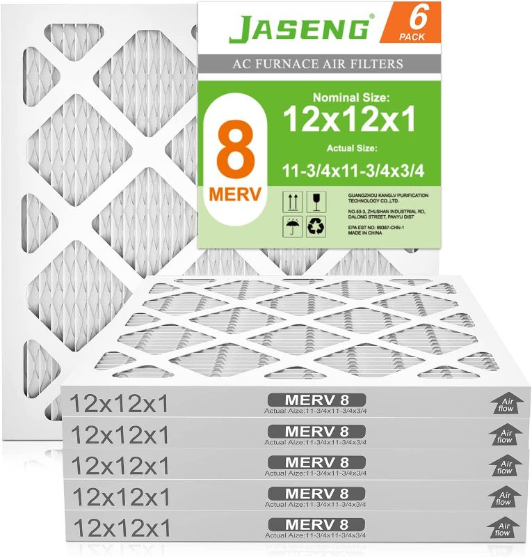 Photo 2 of 12x12x1 AC Furnace Air Filters, MERV 8 Dust Defense, JASENG MPR 600 Pleated HVAC Air Filter Replacement 6-Pack (exact dimensions: 11 3/4"x11 3/4"x3/4")