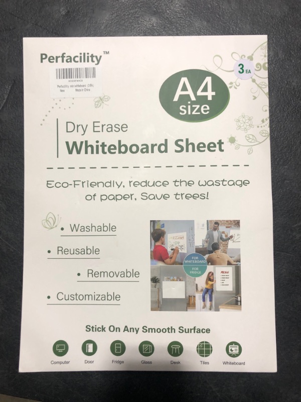 Photo 2 of [2023 Upgraded] Perfacility Mini Sticky Dry Erase White Boards, Reusable Flexible Small Writeboard Sheet for Fridge Office, Portable Whiteboard with Backing Pad for Teacher Student Kids A4 (6 EA) 