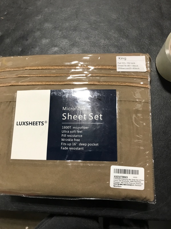 Photo 1 of 4 PC Sheet Set Sheets Deep Pockets 18" Eco Friendly Wrinkle Free Sheets Machine Washable Hotel Bedding Silky Soft - Dark Khaki Twin 