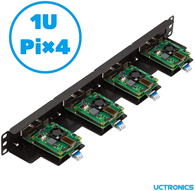 Photo 1 of UCTRONICS Front Removable Raspberry Pi 1U Rack Mount, with 4 Mounting Brackets for Raspberry Pi 4B, 3B+/3B, and Other B Models
