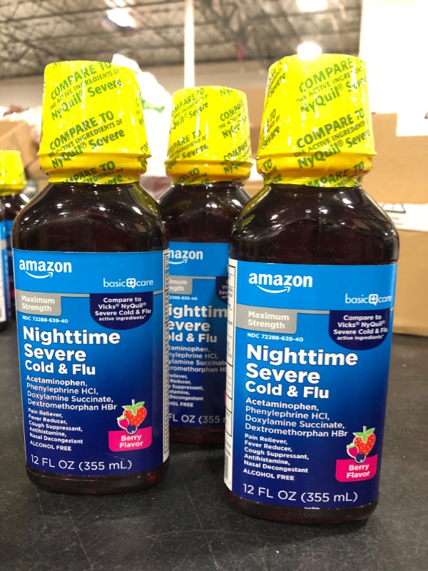 Photo 1 of Amazon Basic Care Severe Nighttime Cold and Flu Relief Pack of 3